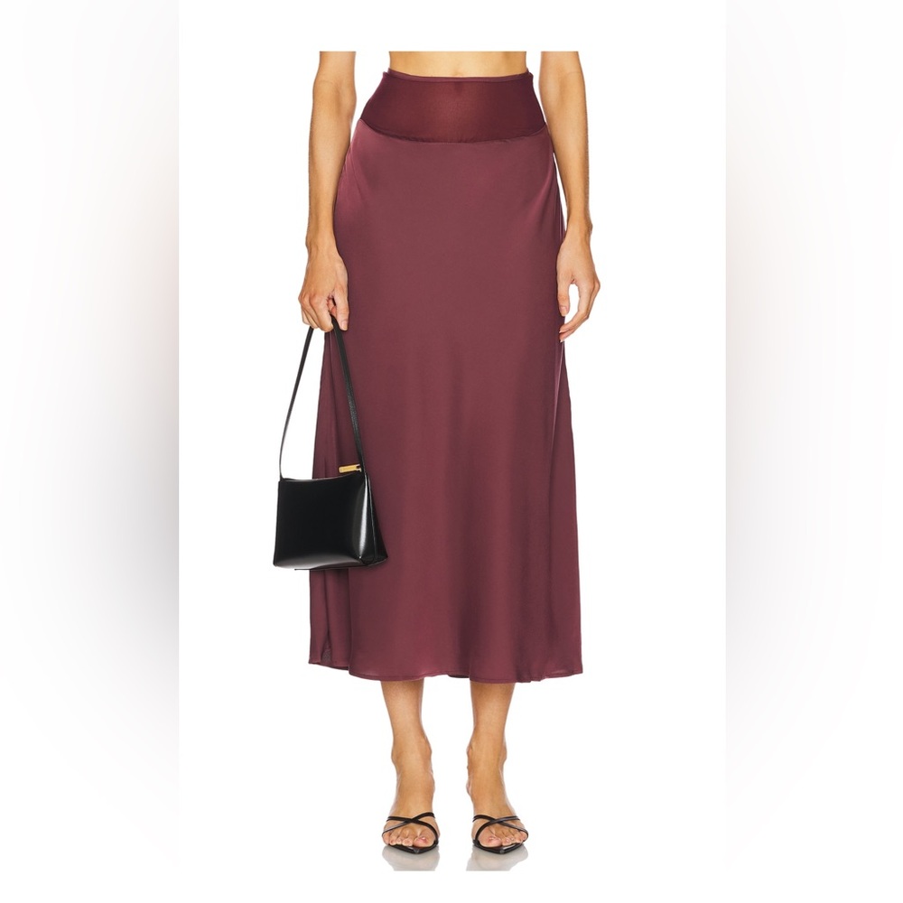 WeWoreWhat Midi Chiffon Cutout Skirt in Merlot
